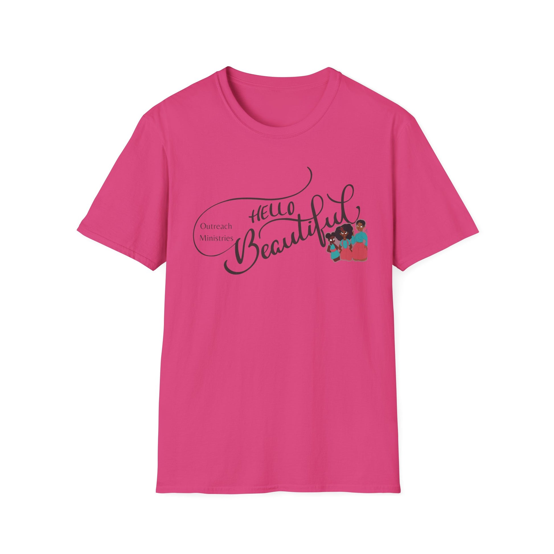 Hello Beautiful Unisex Softstyle T-Shirt - Empowering Outreach Ministry Tees Adult Tee - The Black Tee Xchange