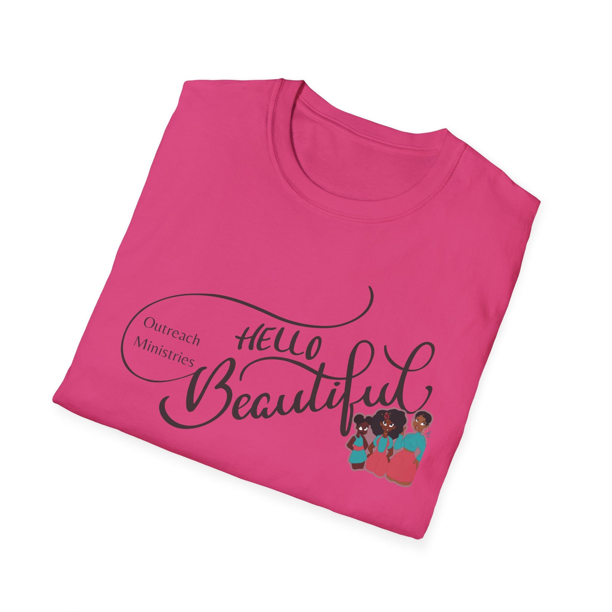 Hello Beautiful Unisex Softstyle T-Shirt - Empowering Outreach Ministry Tees Adult Tee - The Black Tee Xchange